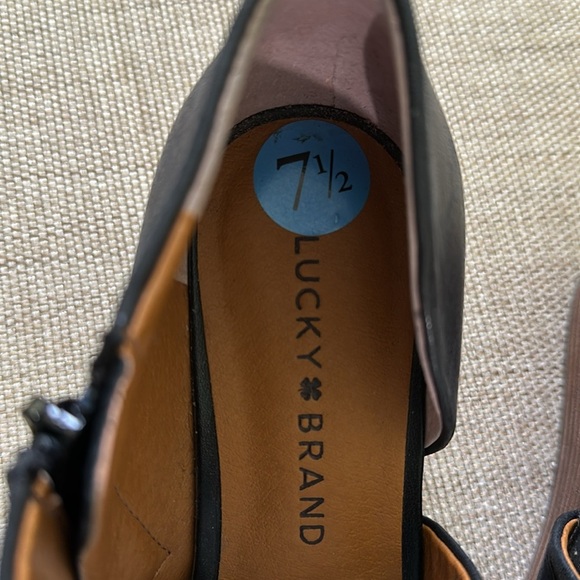 Lucky Brand Womens Tylera Open Toe Pump Wedge Side Cut Out & Zipper Leather Boho - Picture 7 of 15